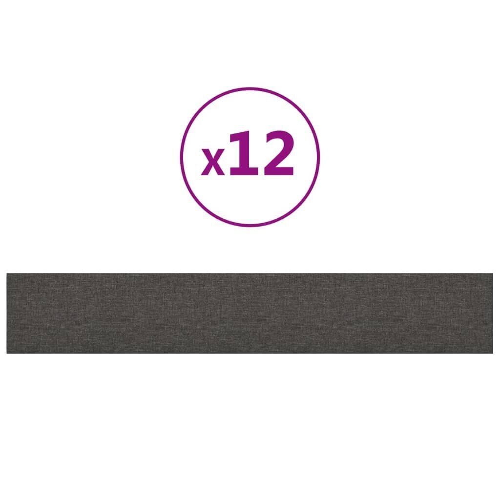 Seinäpaneelit, 12 kpl, harmaa, 90x15cm, kangas, 1,62m² hinta ja tiedot | Sisustuspaneelit | hobbyhall.fi