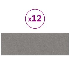 Seinäpaneelit, 12 kpl, harmaa, 90x30cm, kangas, 3,24m² hinta ja tiedot | Sisustuspaneelit | hobbyhall.fi