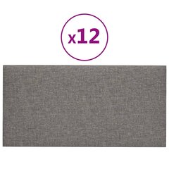 Seinäpaneelit, 12 kpl, harmaa, 30x15cm, kangas, 0,54m² hinta ja tiedot | Sisustuspaneelit | hobbyhall.fi