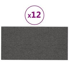 Seinäpaneelit, 12 kpl, harmaa, 30x15cm, kangas, 0,54m² hinta ja tiedot | Sisustuspaneelit | hobbyhall.fi