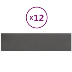 Seinäpaneelit, 12 kpl, harmaa, 60x15cm, keinonahka, 1,08m² hinta ja tiedot | Sisustuspaneelit | hobbyhall.fi