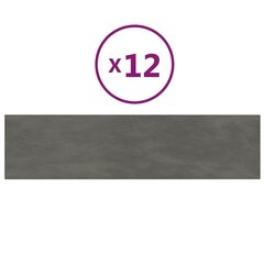 Seinäpaneelit, 12 kpl, harmaa, 60x15cm, sametti, 1,08m² hinta ja tiedot | Sisustuspaneelit | hobbyhall.fi