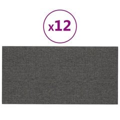 Seinäpaneelit, 12 kpl, harmaa, 60x30cm, kangas, 2,16m² hinta ja tiedot | Sisustuspaneelit | hobbyhall.fi