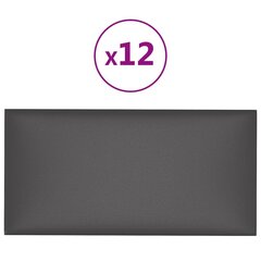 Seinäpaneelit, 12 kpl, harmaa, 30x15cm, keinonahka, 0,54m² hinta ja tiedot | Sisustuspaneelit | hobbyhall.fi