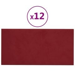 Seinäpaneelit, 12 kpl, viini, 30x15cm, sametti, 0,54m² hinta ja tiedot | Sisustuspaneelit | hobbyhall.fi