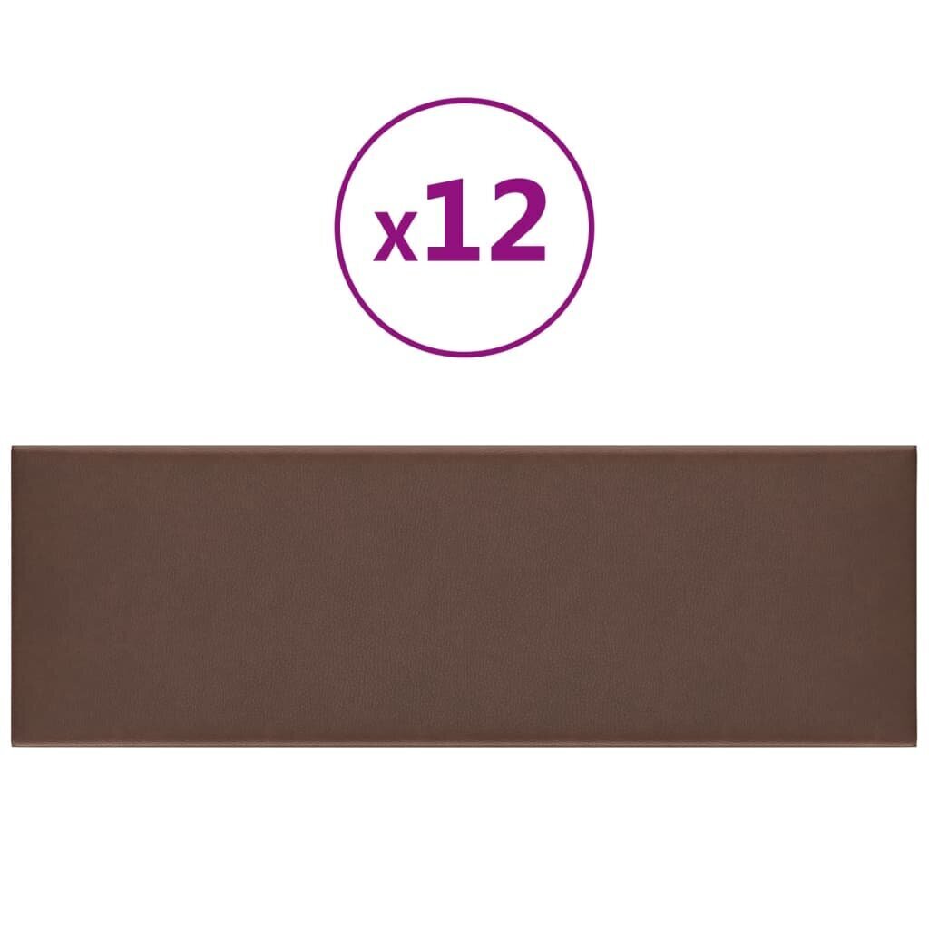 Seinäpaneelit, 12 kpl, ruskea, 90x30cm, keinonahka, 3,24m² hinta ja tiedot | Sisustuspaneelit | hobbyhall.fi