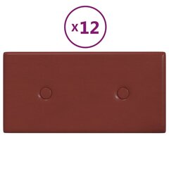 Seinäpaneelit, 12 kpl, viini, 30x15cm, keinonahka, 0,54m² hinta ja tiedot | Sisustuspaneelit | hobbyhall.fi