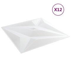 vidaXL Seinäpaneelit 12 kpl valkoinen 50x50 cm EPS 3 m² tähti hinta ja tiedot | Sisustuspaneelit | hobbyhall.fi