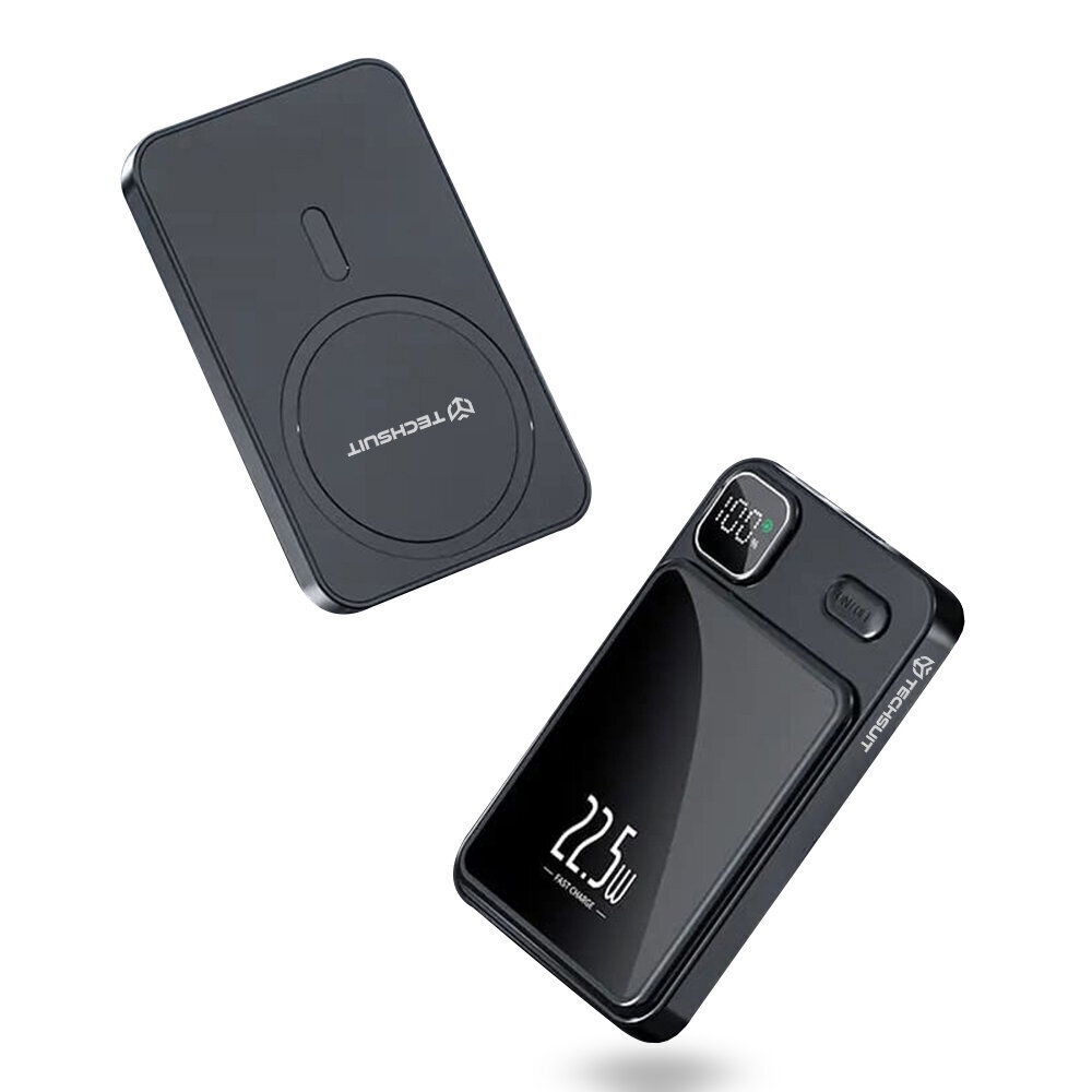 Techsuit PB-WM1 magsafe powerbank ulkoinen akku 2x Type-C, 22.5W, 10000mAh, musta hinta ja tiedot | Varavirtalähteet | hobbyhall.fi