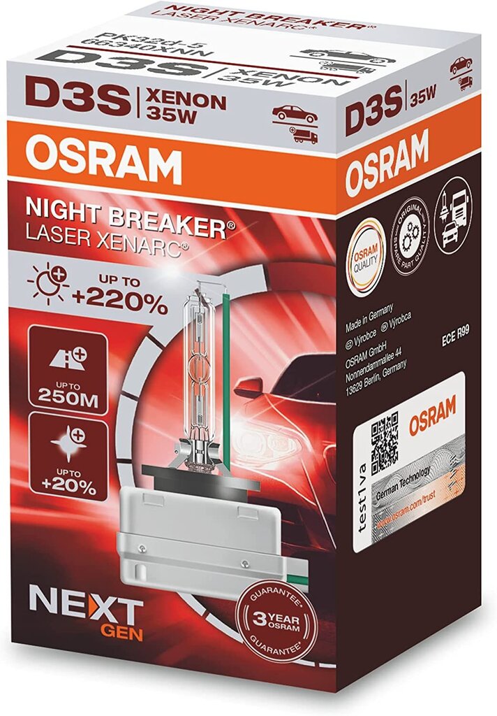 Osram D3S xenonlamppu Night Breaker Laser +200% 1 kpl. hinta ja tiedot | Polttimot | hobbyhall.fi