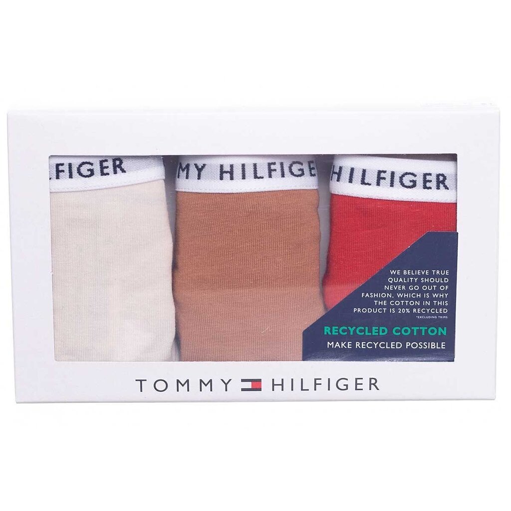 Alusvaatteet TOMMY HILFIGER Repeat Logo Waistband Thongs 3-Pack Feather White/Copper Canyon/Empire UW0UW028290R2 hinta ja tiedot | Naisten alushousut | hobbyhall.fi