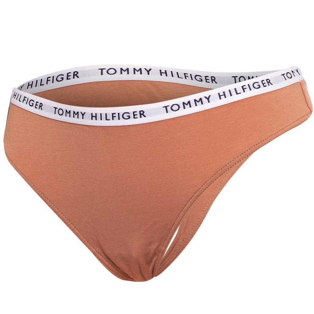 Alusvaatteet TOMMY HILFIGER Repeat Logo Waistband Thongs 3-Pack Feather White/Copper Canyon/Empire UW0UW028290R2 hinta ja tiedot | Naisten alushousut | hobbyhall.fi