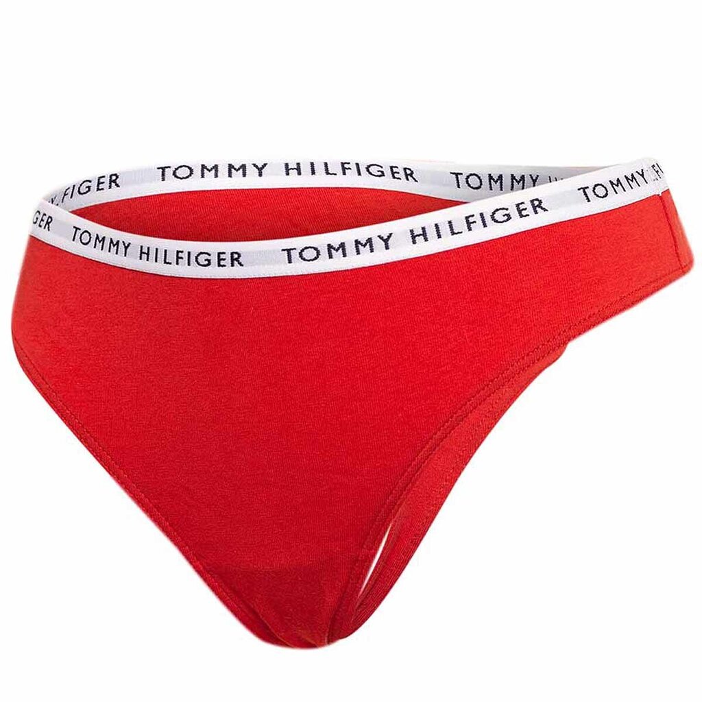 Alusvaatteet TOMMY HILFIGER Repeat Logo Waistband Thongs 3-Pack Feather White/Copper Canyon/Empire UW0UW028290R2 hinta ja tiedot | Naisten alushousut | hobbyhall.fi