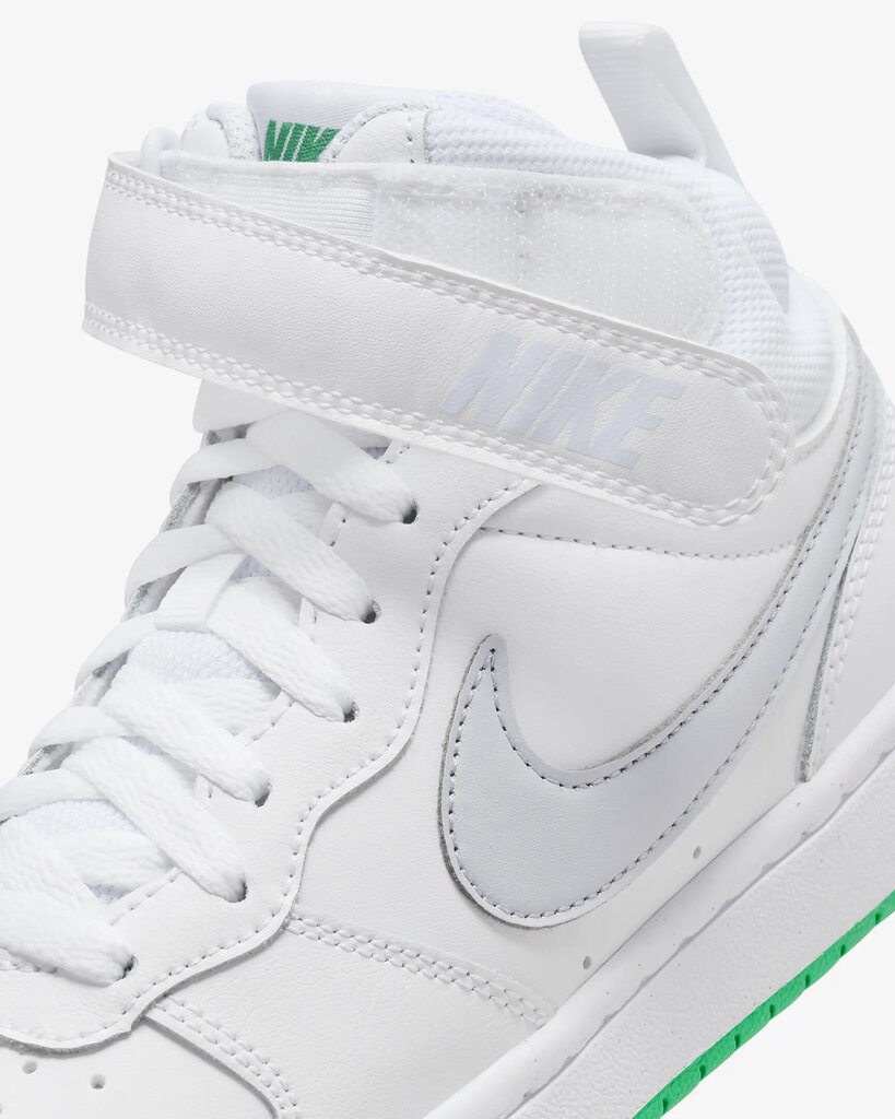 Nike Jalkineet Court Borough Mid 2 White Grey Green CD7782 115 CD7782 115/5 hinta ja tiedot | Lasten urheilukengät | hobbyhall.fi