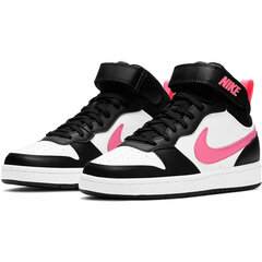 Nike Jalkineet Court Borough Mid 2 White Black Pink CD7782 005 CD7782 005/4.5 hinta ja tiedot | Lasten urheilukengät | hobbyhall.fi