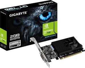 Gigabyte GeForce GT 730 2GB GDDR5 (64 bit), DVI-I, HDMI, BOX (GV-N730D5-2GL) hinta ja tiedot | Gigabyte Tietokoneen komponentit | hobbyhall.fi