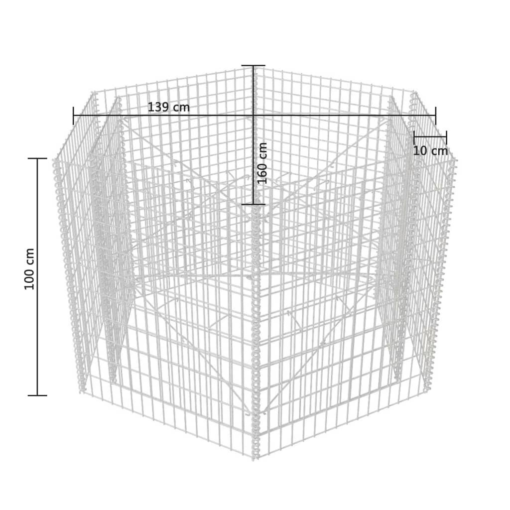 Kuusikulmainen gabion-ruukku, 160x139x100 cm hinta ja tiedot | Kukkaruukut | hobbyhall.fi