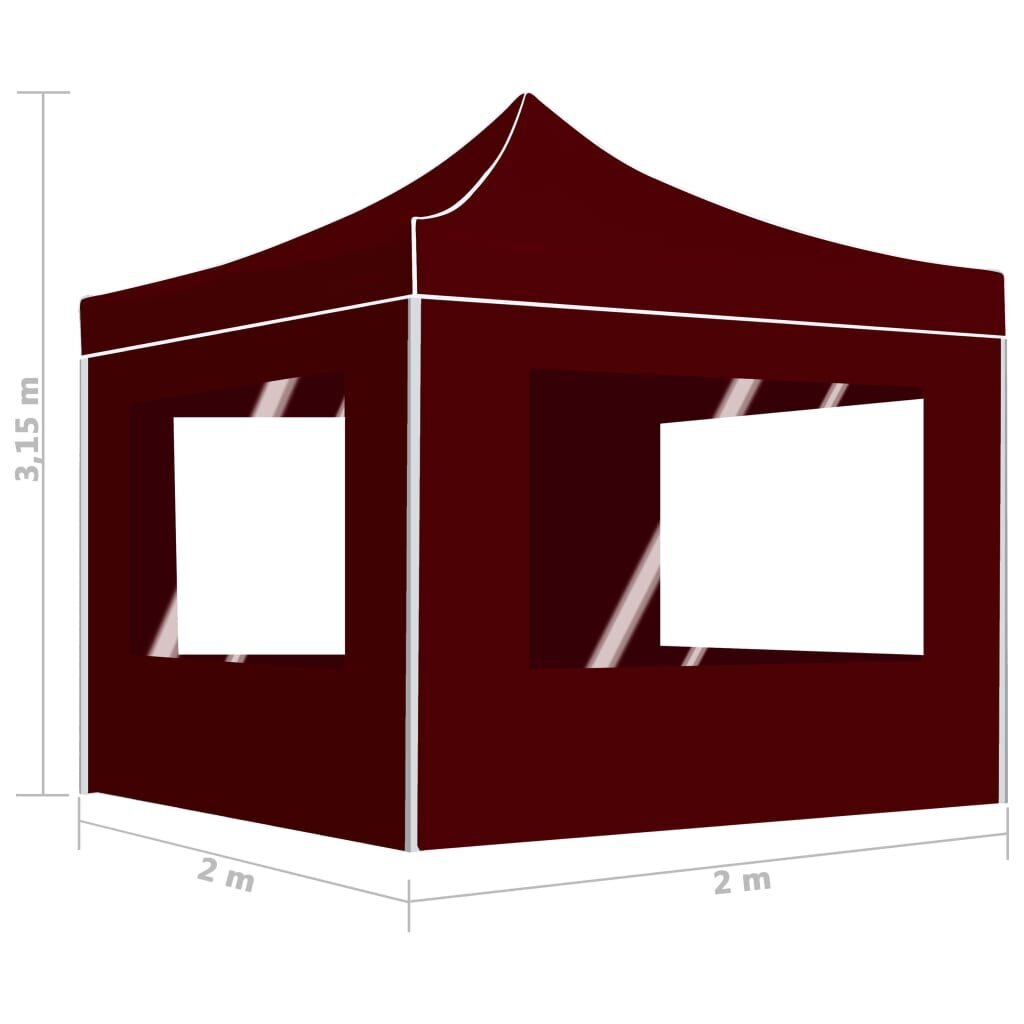 Pop-up teltta seinällä, viininpunainen, 2x2m, alumiini hinta ja tiedot | Puutarhapaviljongit | hobbyhall.fi