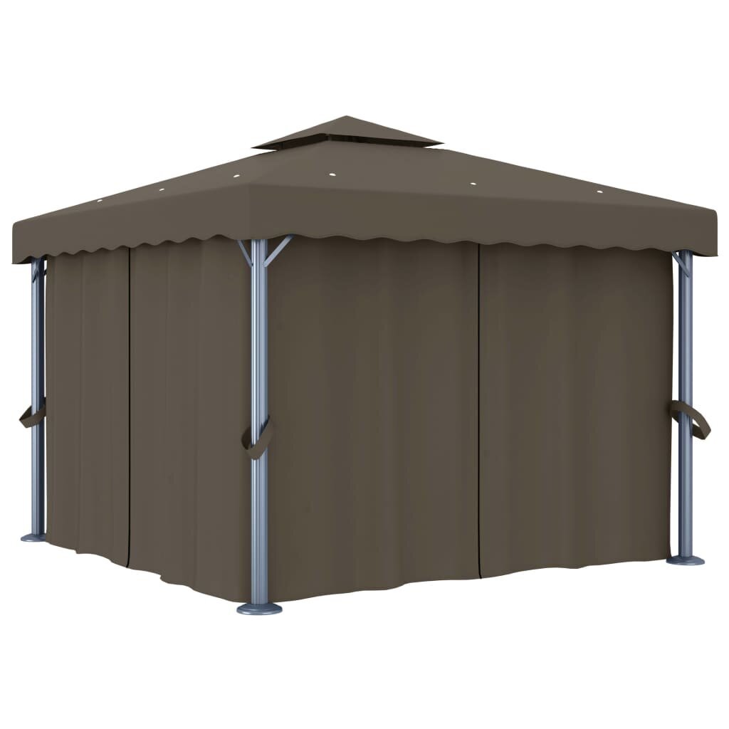 Huvimaja verhoilla, taupe väri, 3x3m, alumiini hinta ja tiedot | Puutarhapaviljongit | hobbyhall.fi