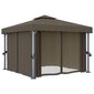 Huvimaja LED-valoilla ja verhoilla, taupe, 3x3m hinta ja tiedot | Puutarhapaviljongit | hobbyhall.fi