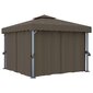 Huvimaja LED-valoilla ja verhoilla, taupe, 3x3m hinta ja tiedot | Puutarhapaviljongit | hobbyhall.fi