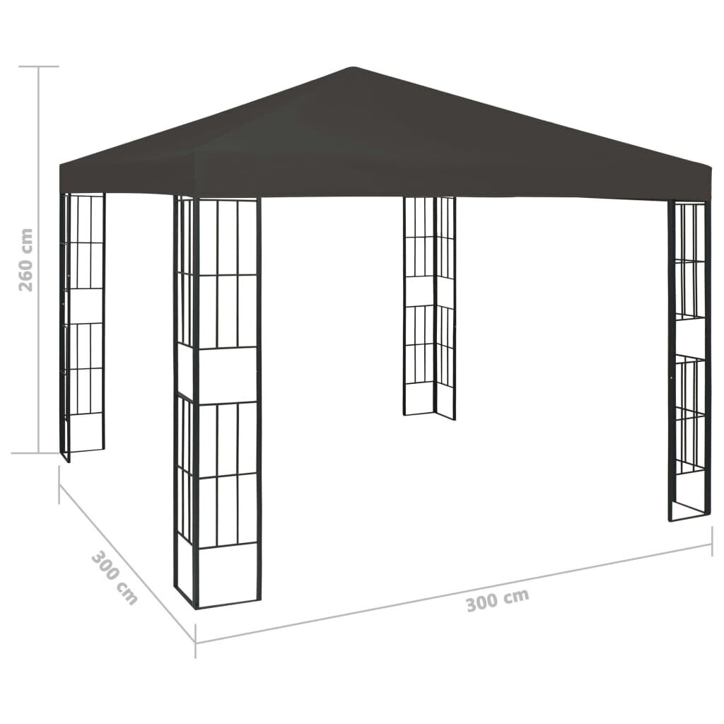 Huvimaja LED-valoilla, antrasiitti, 3x3 m hinta ja tiedot | Puutarhapaviljongit | hobbyhall.fi