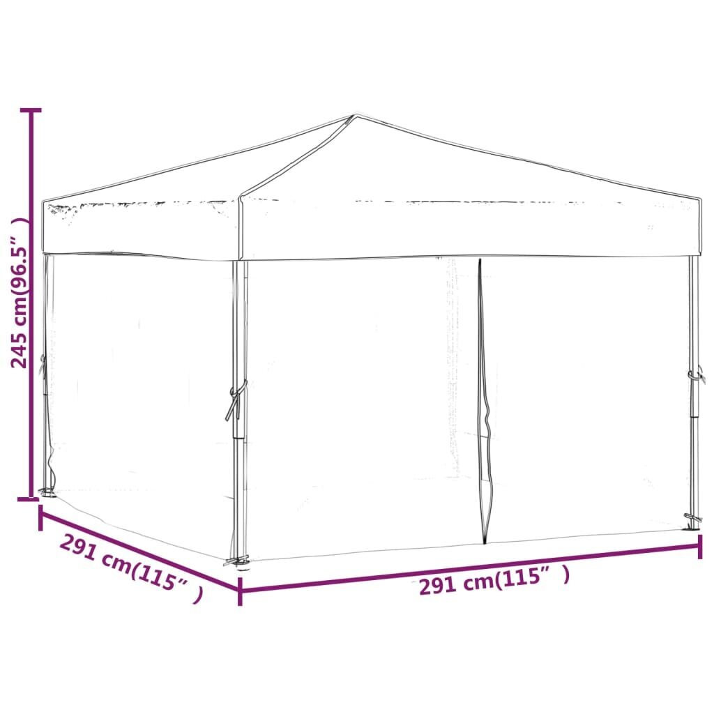 vidaXL Kokoontaittuva juhlateltta sivuseinillä kerma 3x3 m hinta ja tiedot | Puutarhapaviljongit | hobbyhall.fi