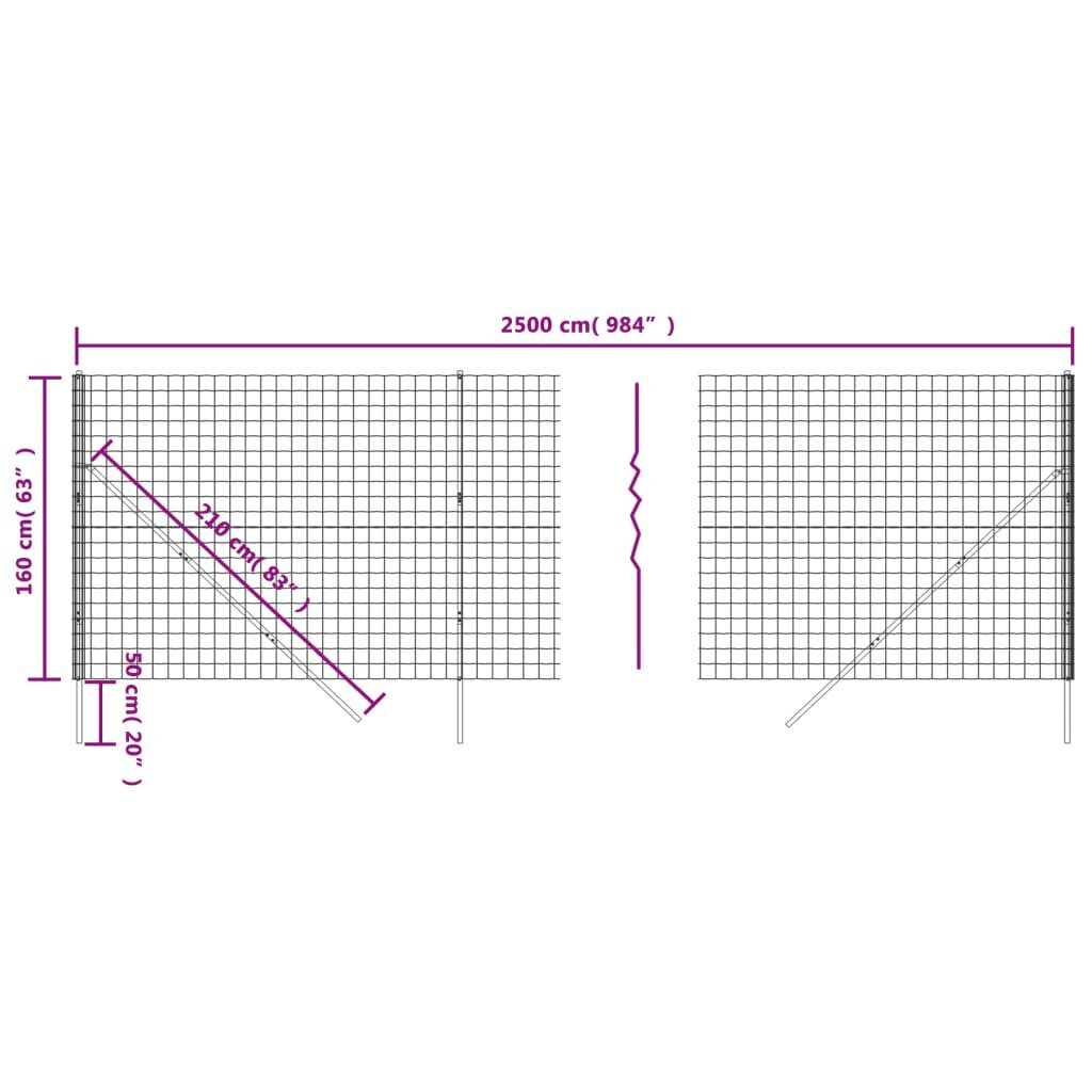 Metalliverkkoaita, vihreä, 1,6x25m, galvanoitu teräs hinta ja tiedot | Aidat ja tarvikkeet | hobbyhall.fi