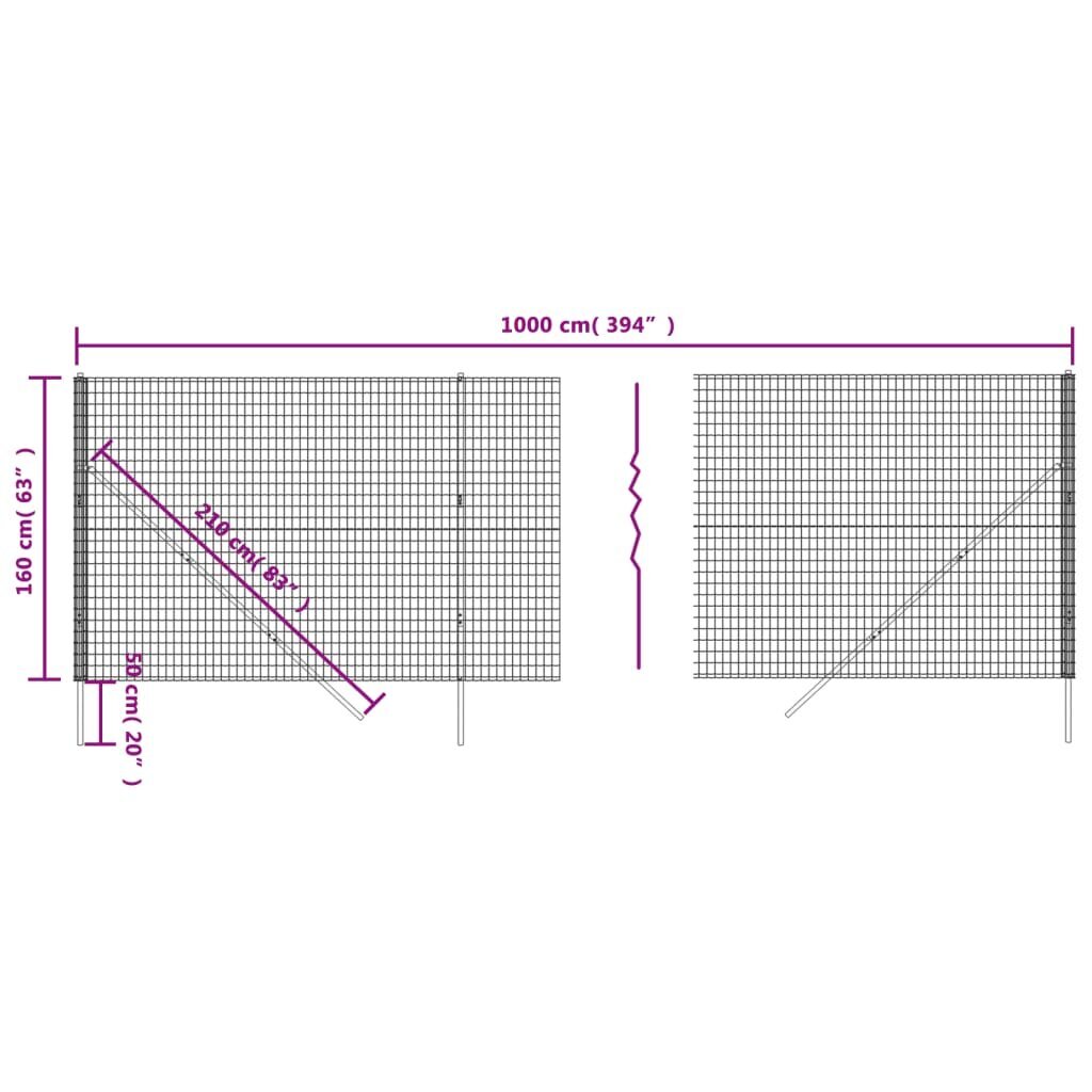 Metalliverkkoaita, vihreä, 1,6x10m, galvanoitu teräs hinta ja tiedot | Aidat ja tarvikkeet | hobbyhall.fi