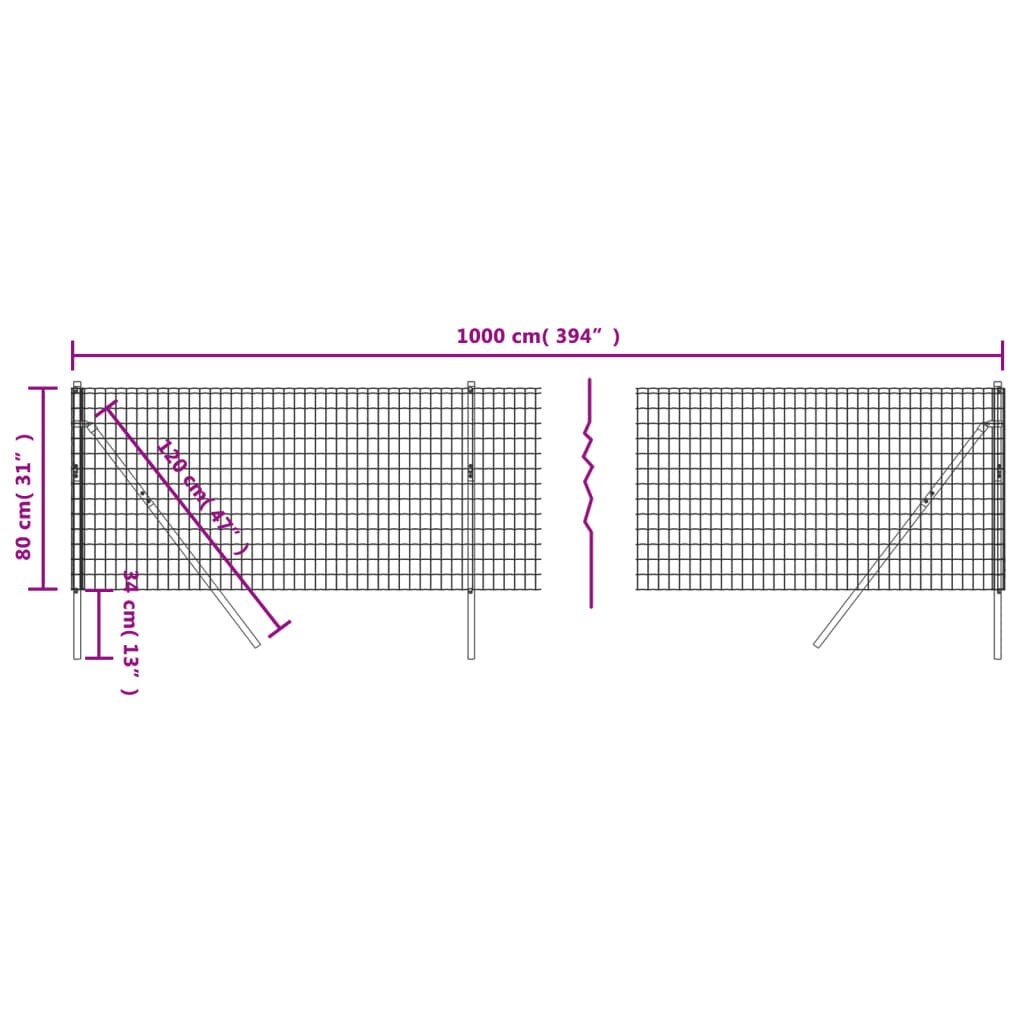 Metalliverkkoaita, vihreä, 0,8x10m, galvanoitu teräs hinta ja tiedot | Aidat ja tarvikkeet | hobbyhall.fi