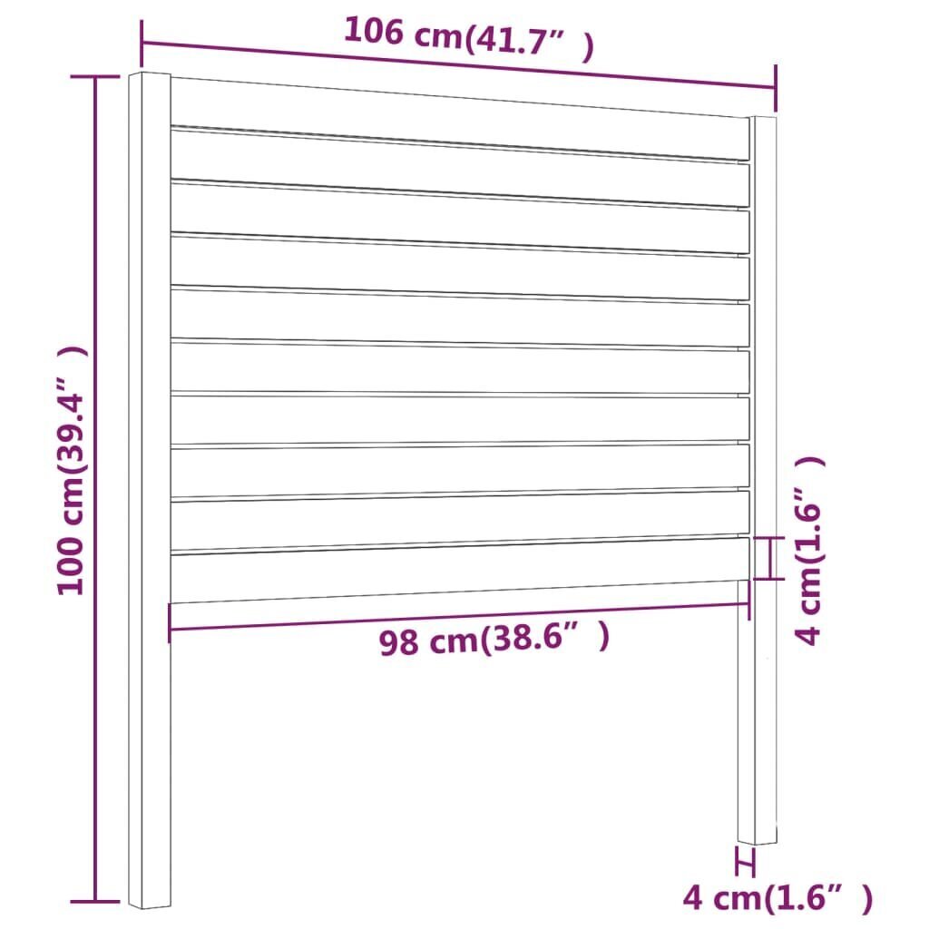 Pääty, valkoinen, 106x4x100cm, massiivi mäntyä hinta ja tiedot | Sängyt | hobbyhall.fi