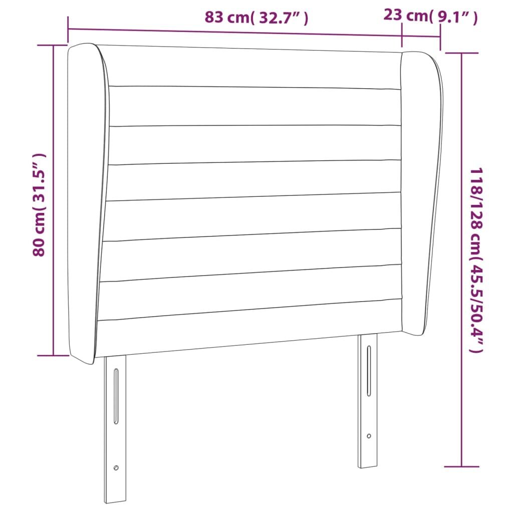 Pääty korvilla, musta, 83x23x118/128cm, sametti hinta ja tiedot | Sängyt | hobbyhall.fi