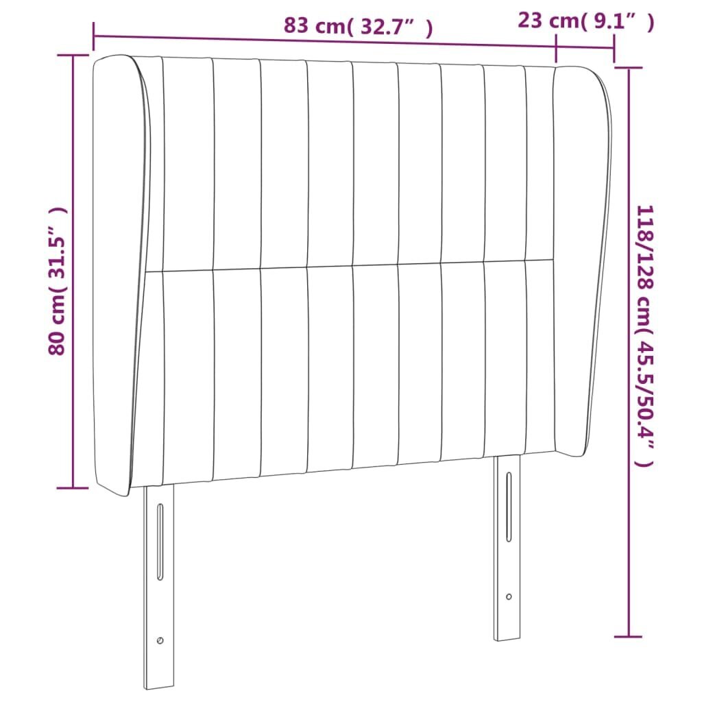 Pääty korvilla, vihreä, 83x23x118/128cm, sametti hinta ja tiedot | Sängyt | hobbyhall.fi