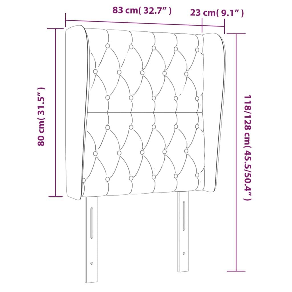 Pääty korvilla, vihreä, 83x23x118/128cm, sametti hinta ja tiedot | Sängyt | hobbyhall.fi