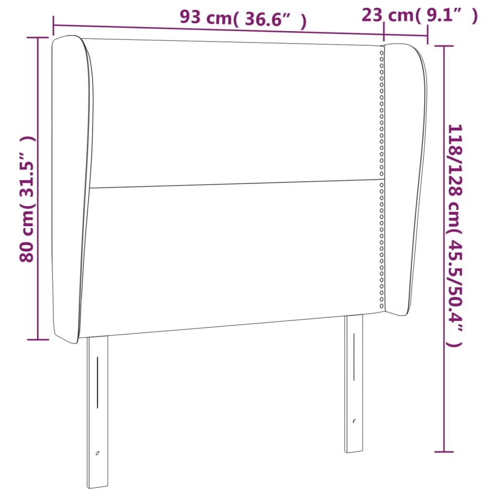 Pääty korvilla, musta, 93x23x118/128cm, sametti hinta ja tiedot | Sängyt | hobbyhall.fi