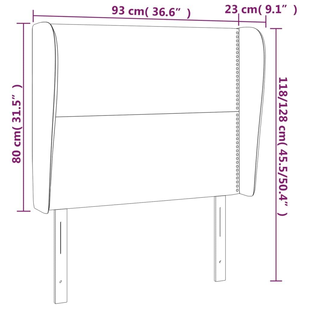 Pääty korvakkeilla, cappuccino, 93x23x118/128cm, tekonahkaa hinta ja tiedot | Sängyt | hobbyhall.fi