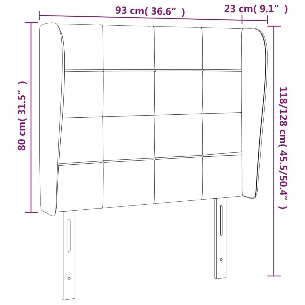 Pääty korvilla, tummanvihreä, 93x23x118/128cm, sametti hinta ja tiedot | Sängyt | hobbyhall.fi