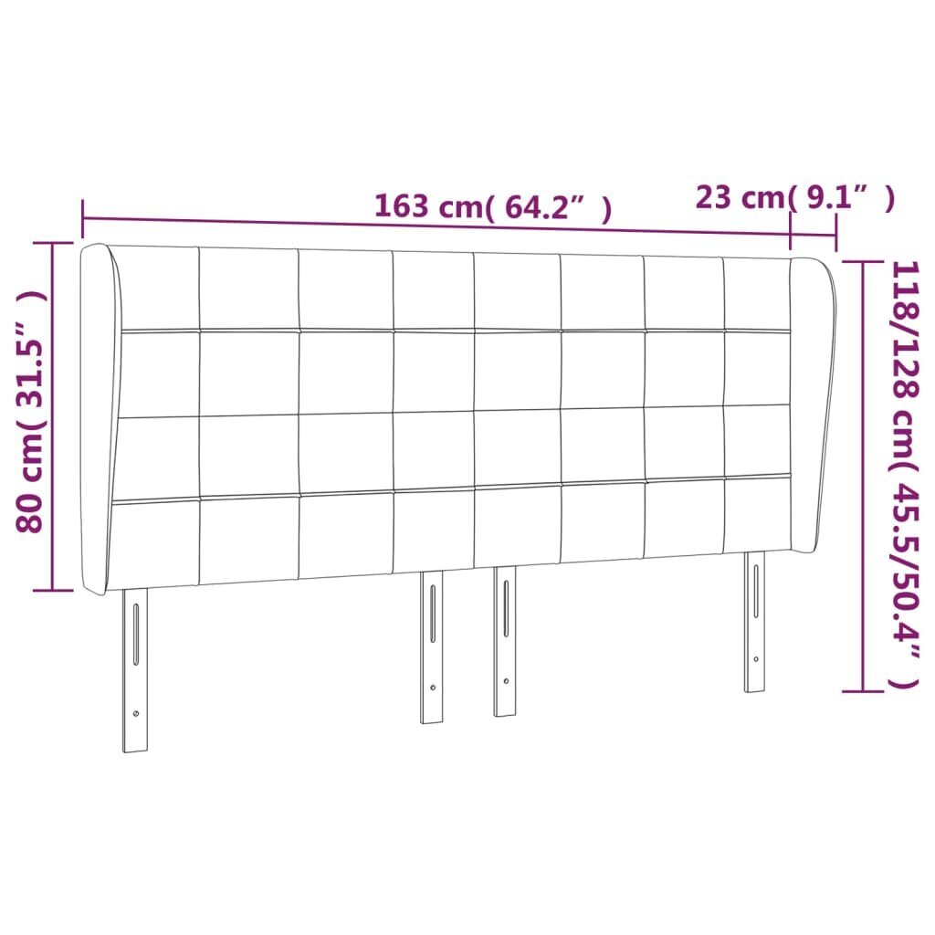 Pääty korvilla, pinkki, 163x23x118/128cm, sametti hinta ja tiedot | Sängyt | hobbyhall.fi