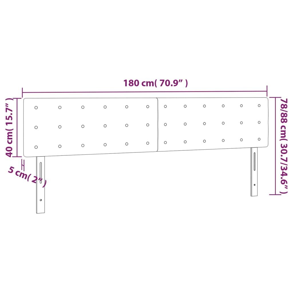 Sängynpäädyt, 2 kpl, taupe väri, 90x5x78/88cm, kangas hinta ja tiedot | Sängyt | hobbyhall.fi