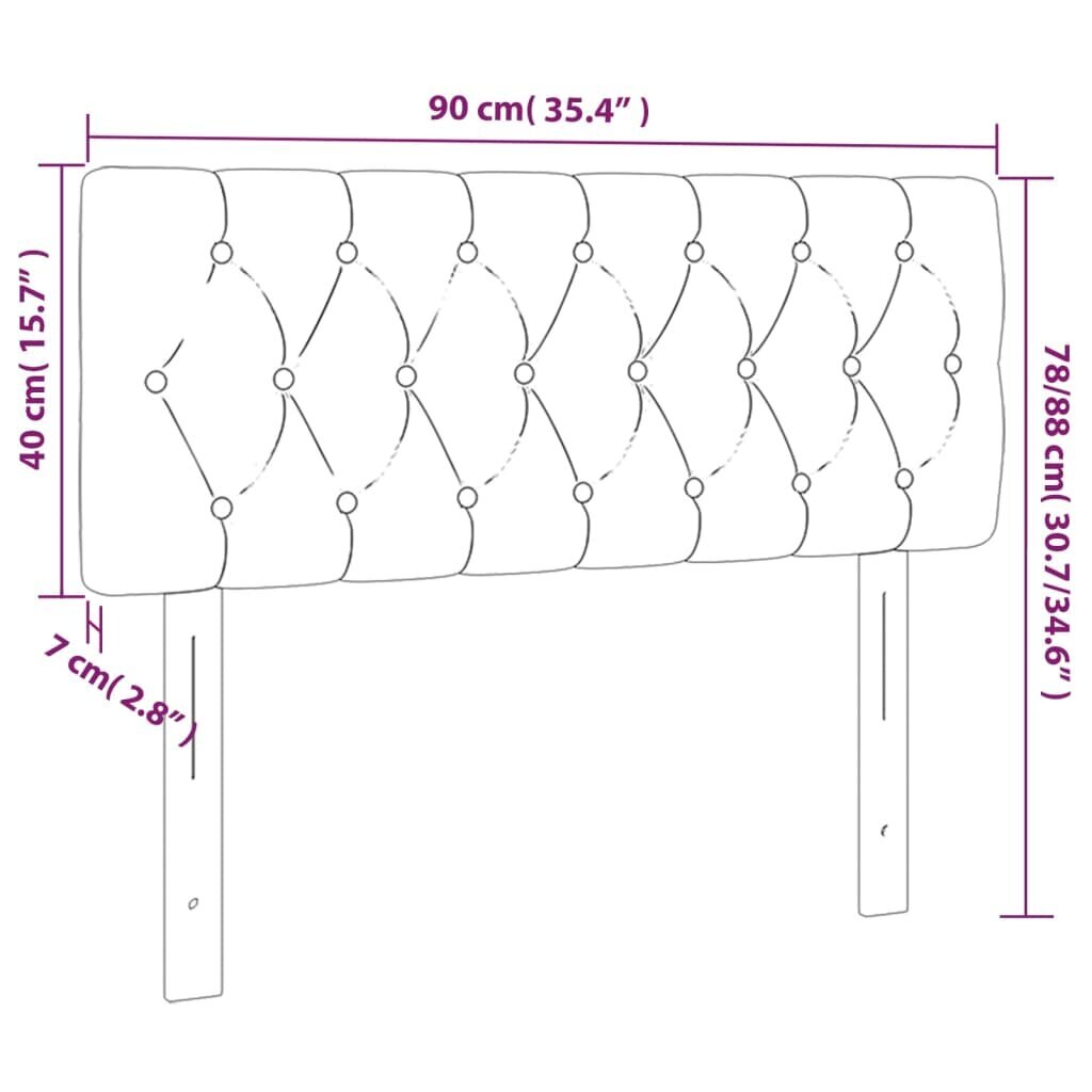 Pääty, sininen, 90x7x78/88 cm, kangas hinta ja tiedot | Sängyt | hobbyhall.fi