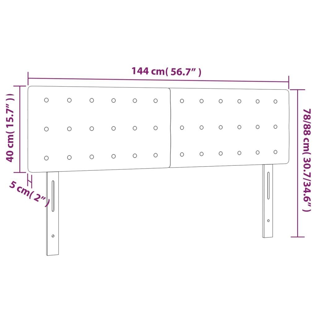 Sängynpäädyt, 2 kpl, vaaleanharmaa, 72x5x78/88cm, kangas hinta ja tiedot | Sängyt | hobbyhall.fi