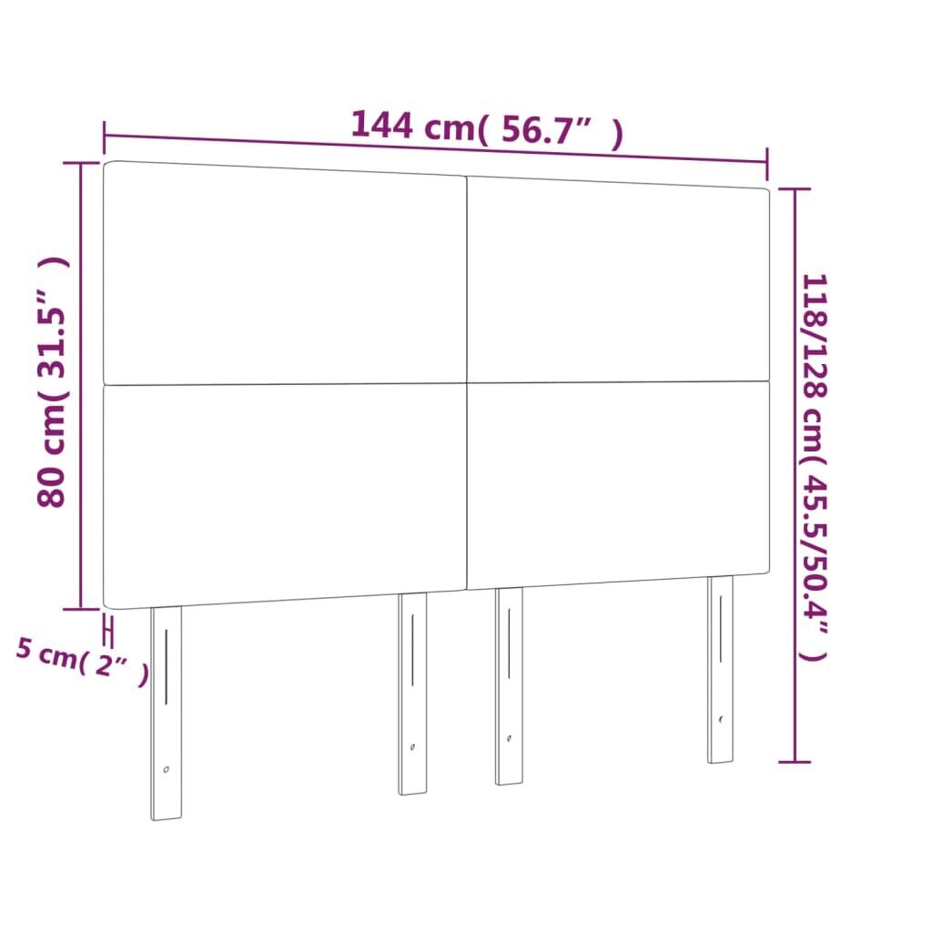 Sängynpäädyt, 4 kpl, musta, 72x5x78/88cm, samettia hinta ja tiedot | Sängyt | hobbyhall.fi