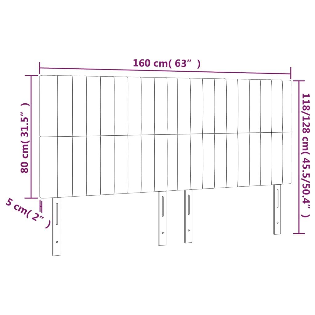 Pääty, 4 kpl vaaleanharmaa, 80x5x78/88cm, sametti hinta ja tiedot | Sängyt | hobbyhall.fi