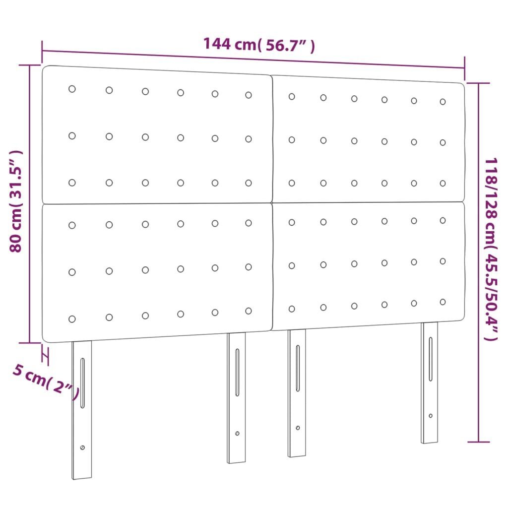 Sängynpäädyt, 4 kpl, taupe väri, 72x5x78/88cm, kangas hinta ja tiedot | Sängyt | hobbyhall.fi