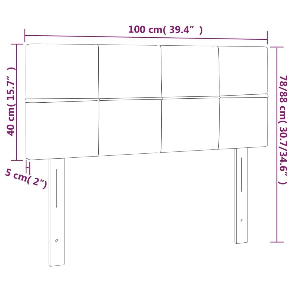 Pääty, vaaleanharmaa, 100x5x78/88cm, sametti hinta ja tiedot | Sängyt | hobbyhall.fi