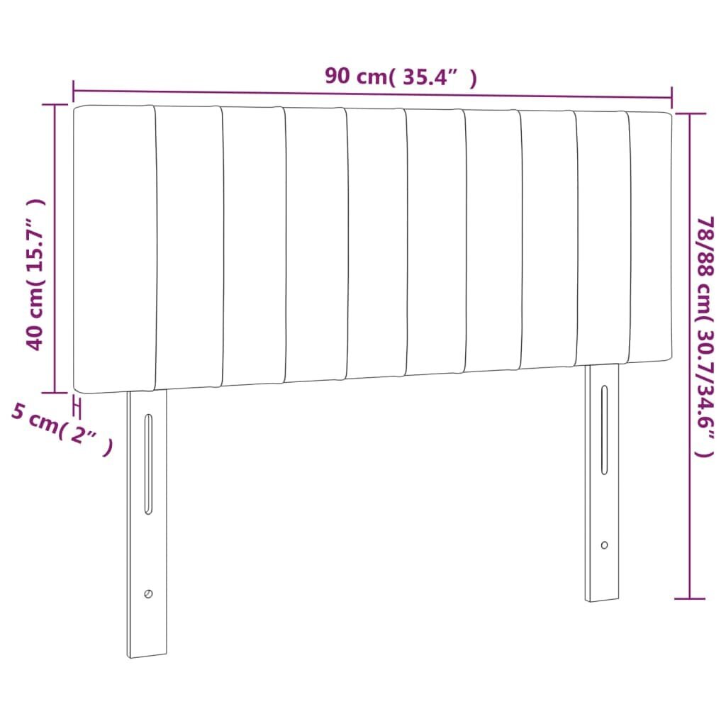 Pääty, vaaleanharmaa, 90x5x78/88cm, sametti hinta ja tiedot | Sängyt | hobbyhall.fi