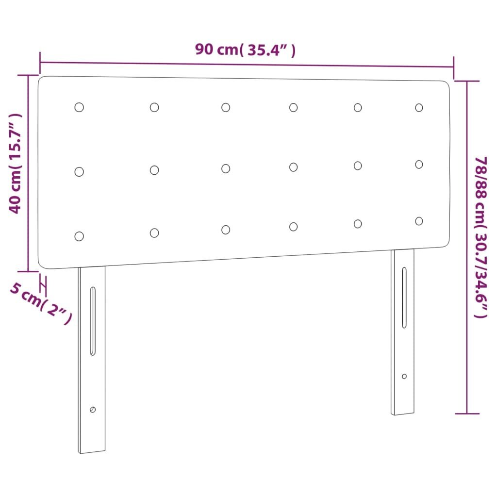 Pääty, tummansininen, 90x5x78/88cm, sametti hinta ja tiedot | Sängyt | hobbyhall.fi