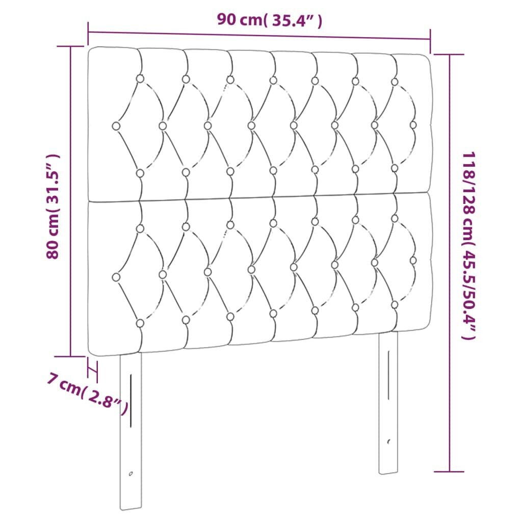 Sängynpäädyt, 2 kpl, vaaleanharmaa, 90x7x78/88cm, samettia hinta ja tiedot | Sängyt | hobbyhall.fi