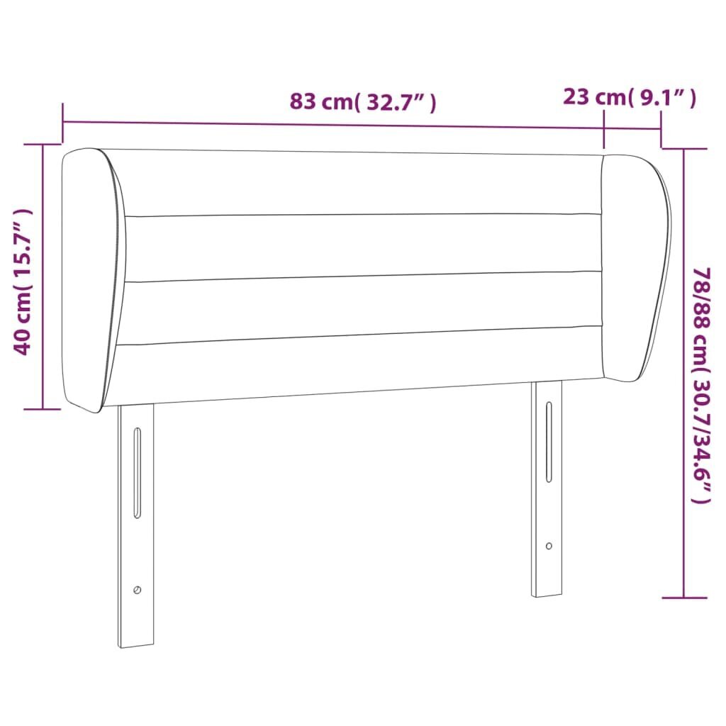 Pääty korvilla, vaaleanharmaa, 83x23x78/88cm, samettia hinta ja tiedot | Sängyt | hobbyhall.fi