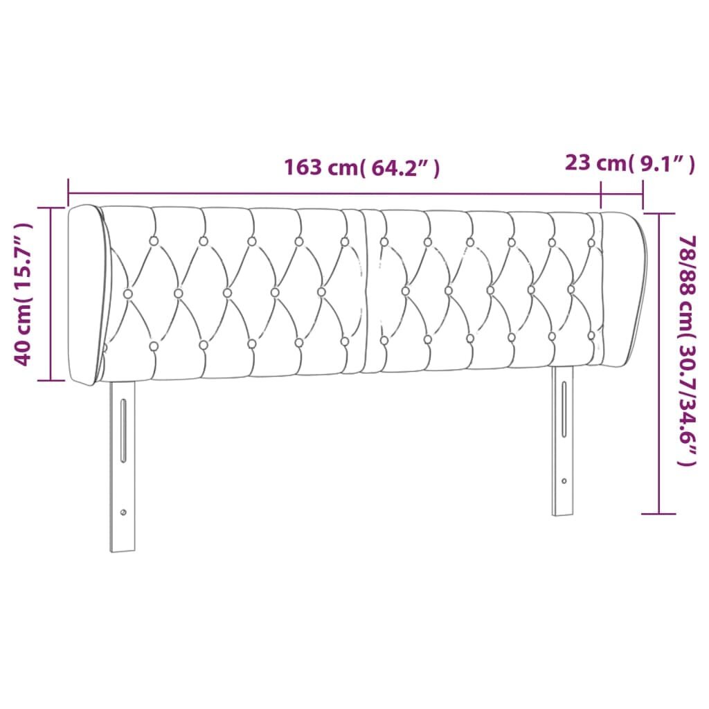 Pääty korvilla, tummanharmaa, 163x23x78/88cm, sametti hinta ja tiedot | Sängyt | hobbyhall.fi